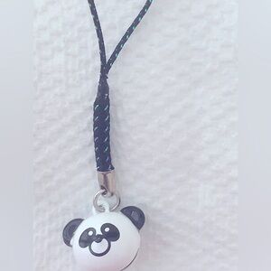 HANDMADE Panda head bell Charm cell phone android Apple i phones NEW Black White